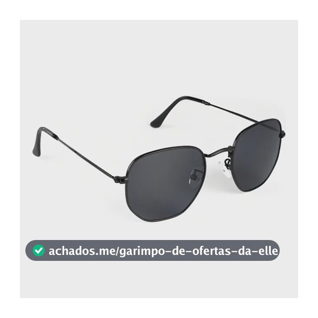 Óculos De Sol Clássico Preto Hexagonal Harbor Black Uv400 Desenho Espelho