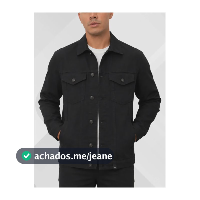 Jaqueta Jeans Masculina Preta Com Botões Algodão Premium Preto Gg Liso