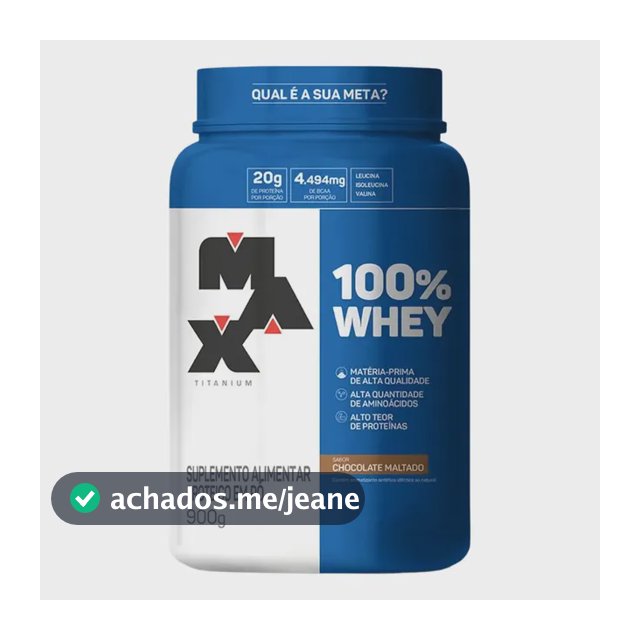 100% Whey (900g) Max Titanium Sabor Chocolate maltado