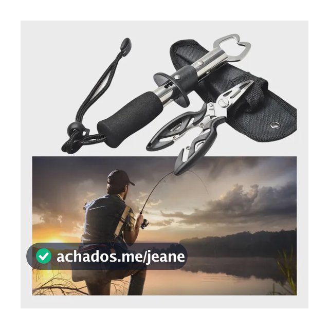 Kit Pesca Alicate Contenção Peixe + Alicate Bico Saca Anzol Preto