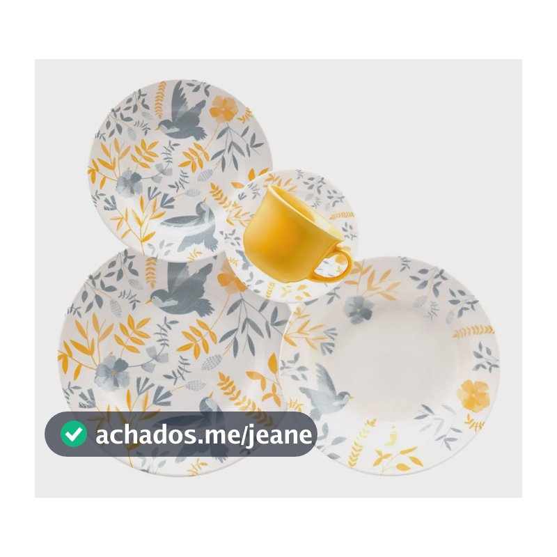 Jogo de Jantar Biona 30 Peças Cerâmica Amarelo Donna Bem-Te-Vi