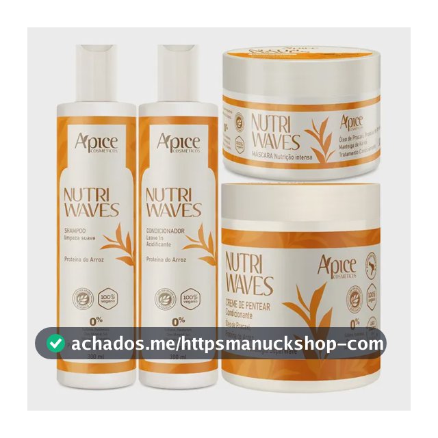 Kit Nutrição Capilar Ápice Nutri Waves com Shampoo, Condicionador, Máscara e Creme de Pentear