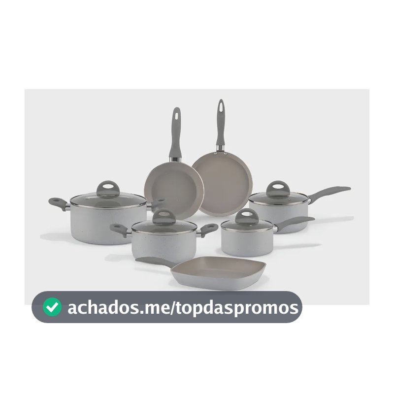 Jogo De Panelas 7 Peças Ceramic Life Marble Blend Brinox Cor Cinza