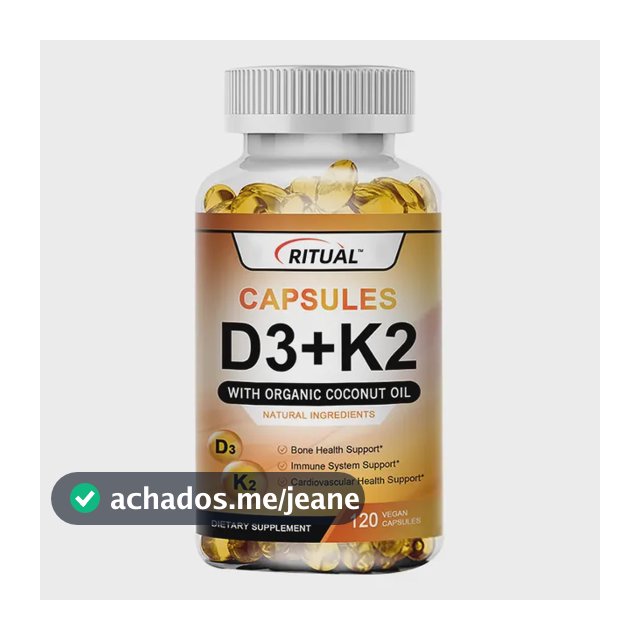 Cápsulas De Vitamina D3 + K2 - Saúde Óssea, Dentária E Cardi Sem Sabor