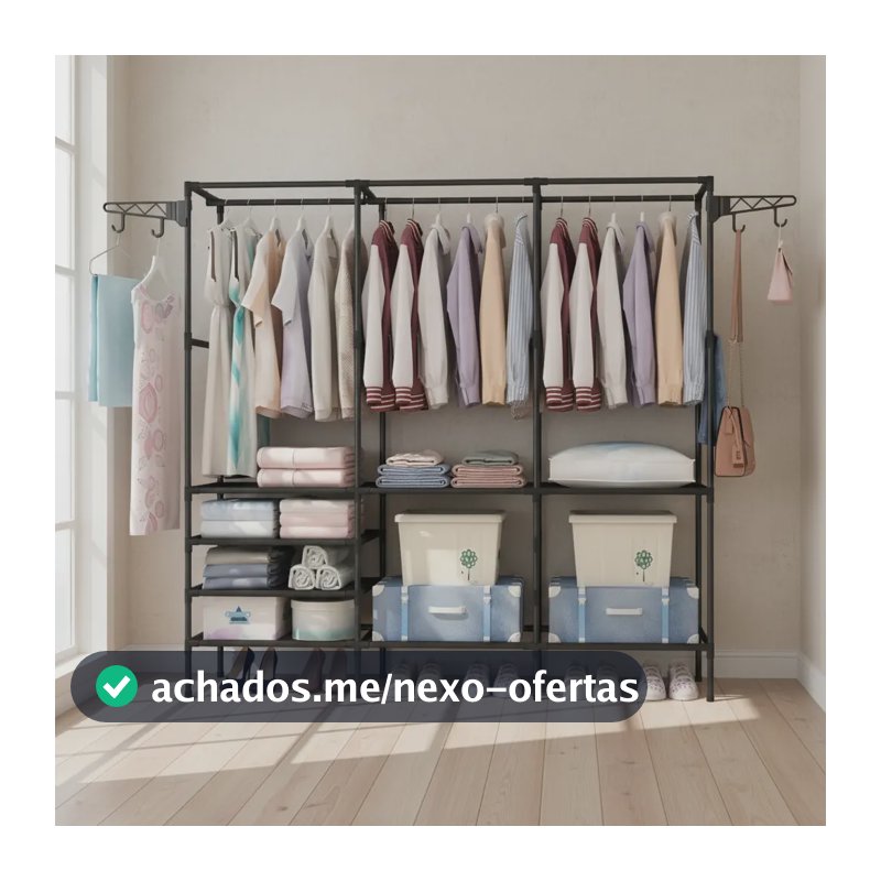Arara Cabideiro Closet Roupas Sapateira Cabides Triplo Preto