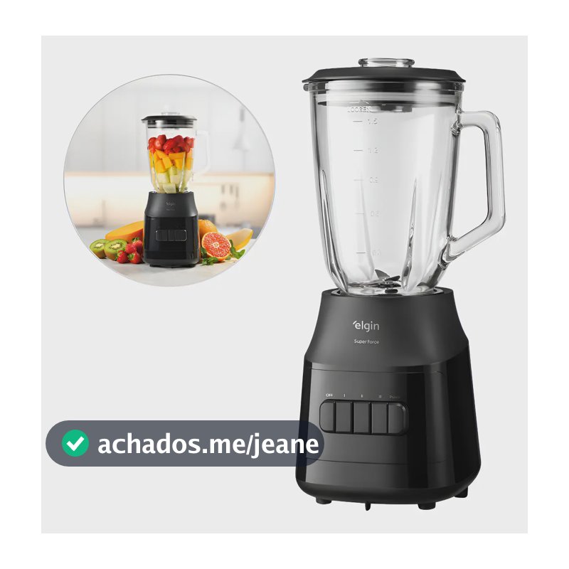 Liquidificador Super Force 1,9l 900w Jarra De Vidro Elgin Preto 220v