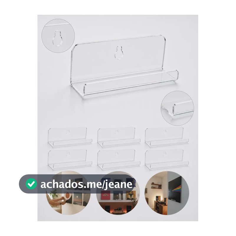 Suporte Organizador Disco Vinil  Lp Parede Kit 6 Unidades Transparente