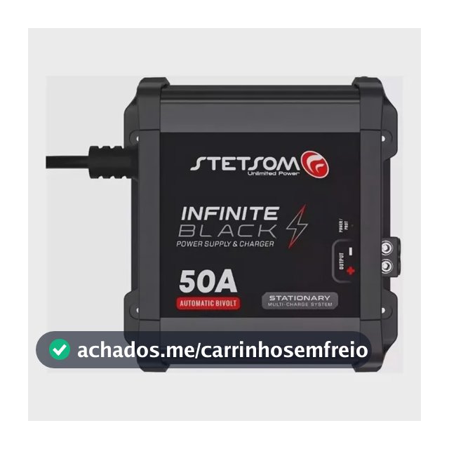 Fonte Carregador Stetsom Infinite 50a Amperes Som Automotivo Para Caixa Bob Som Carro Paredão 12v Bivolt Carregador... Preto