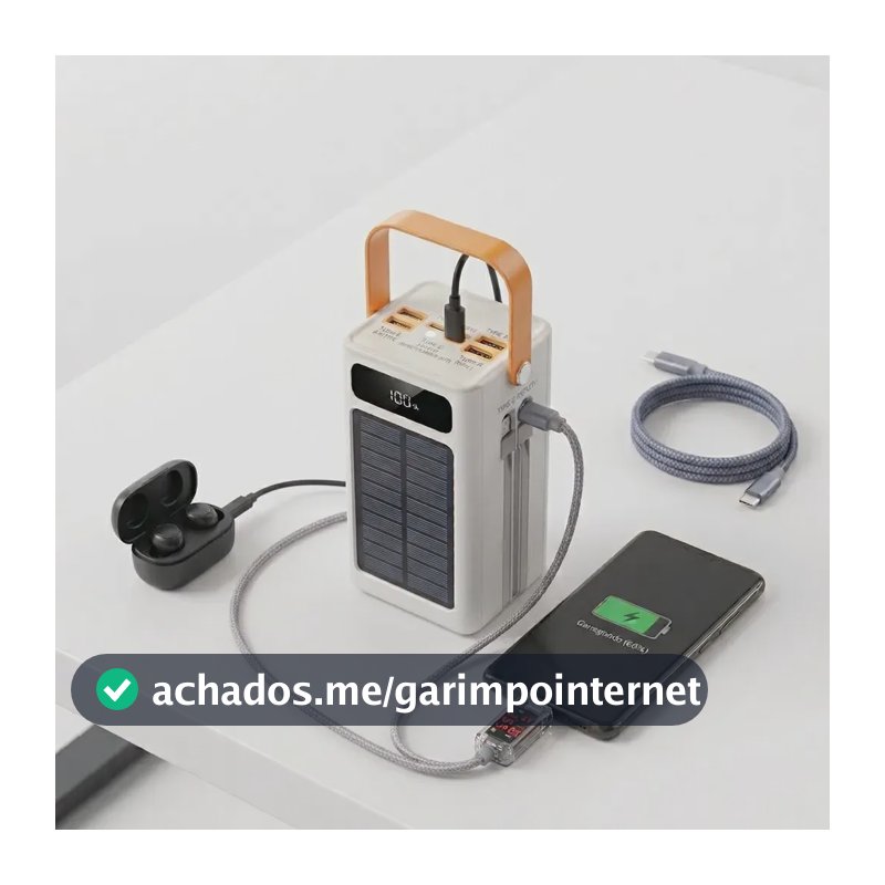 Carregador Power Bank 50.000mah Portátil Turbo Rápido Pro Branco