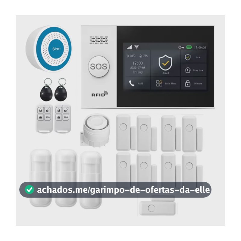 Central Alarme Tuya Pg107 Chip 4g Wifi 433mhz Sem Fio Sirene Branco