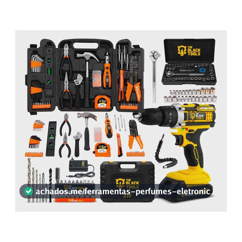 Furadeira Parafusadeira De Impacto 3/8 Maleta Kit 169 Peças Amarelo 110v/220v 60hz