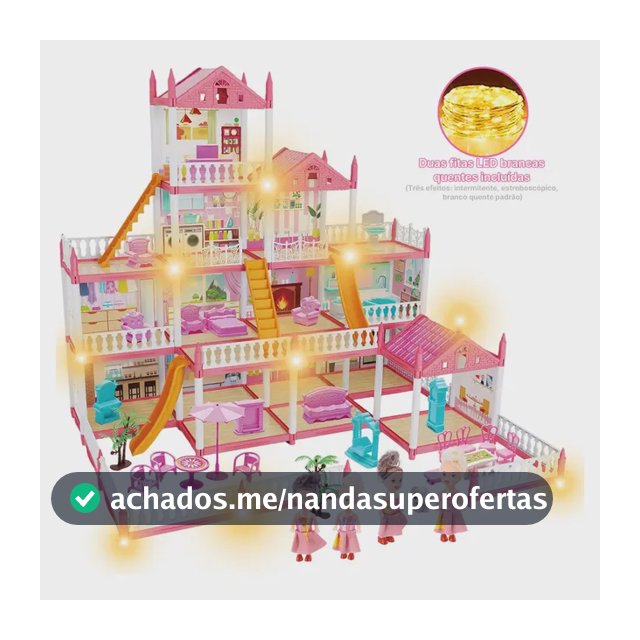 Casinha De Boneca Castelo Da Princesa 283 Pcs Rosa Com Quatro Bonecas