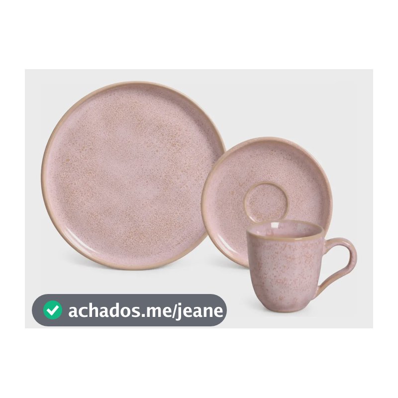 Jogo 3 Peças Bio Litchi Porto Brasil Prato Sob. Xícara Pires Rosa-claro Bio Litchi