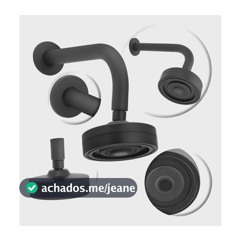 Chuveiro Pró Metais Ducha Autolimpante Articulada Aquecedor Gás E Solar Preto Fosco
