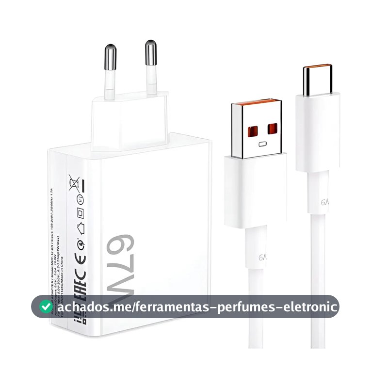 Carregador Turbo Usb C 67w (fonte + Cabo) Branco