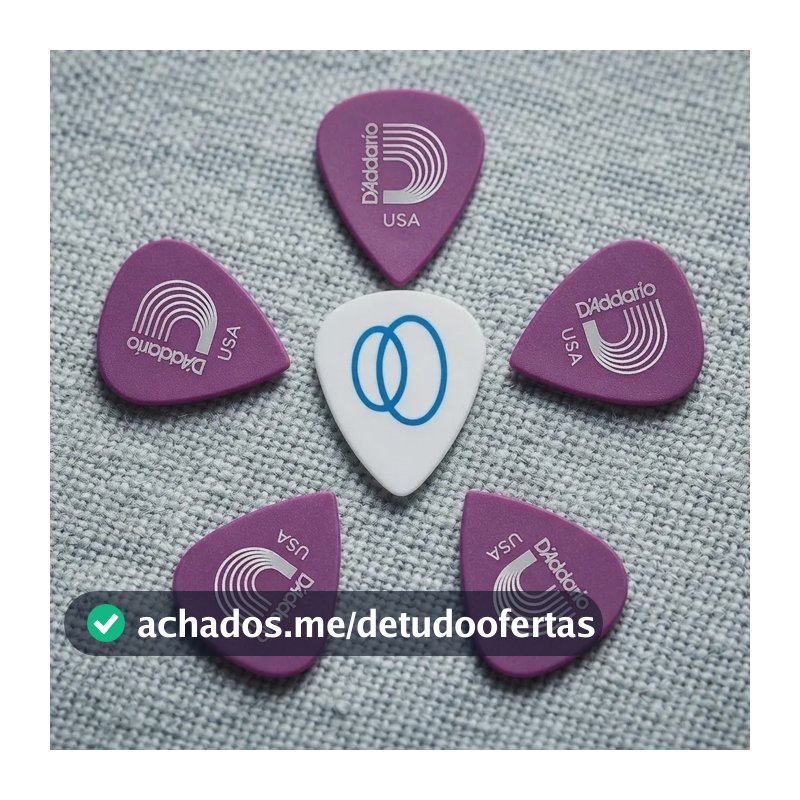 5 Palhetas D'Addario Duralin Precision Roxa Pesada 1.20mm Palheta para Guitarra Baixo Violão + Palheta Groover