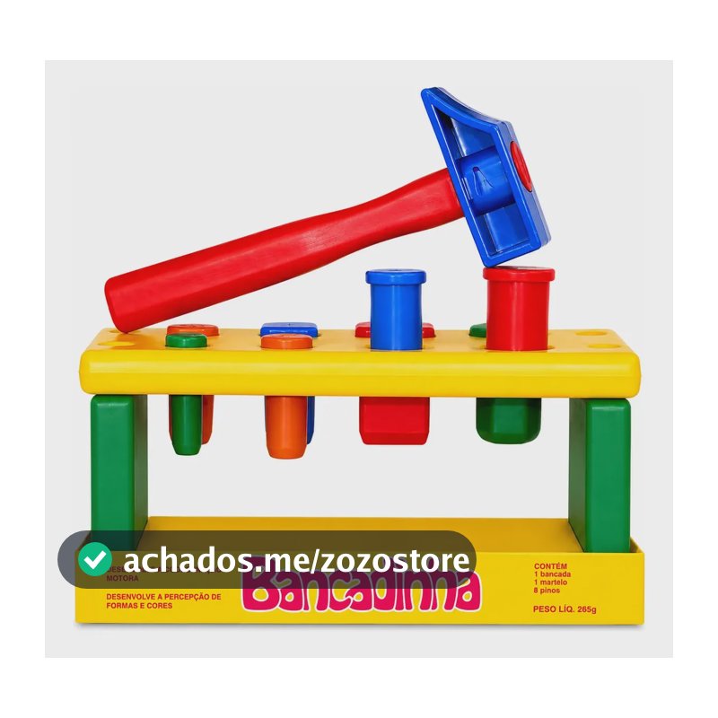 Brinquedo Educativo Para Bebês Bancadinha Com Martelinho Multicolorido