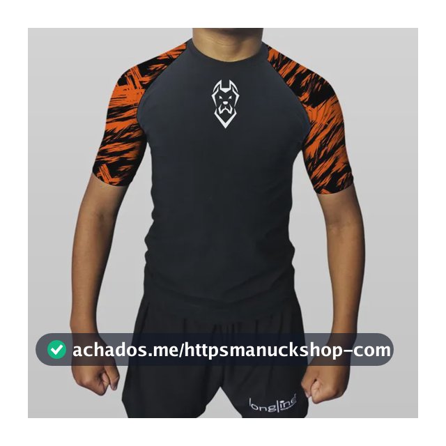 Rash Guard Jiu Jitsu Bjj  Manga Estampada Laranja Atl02