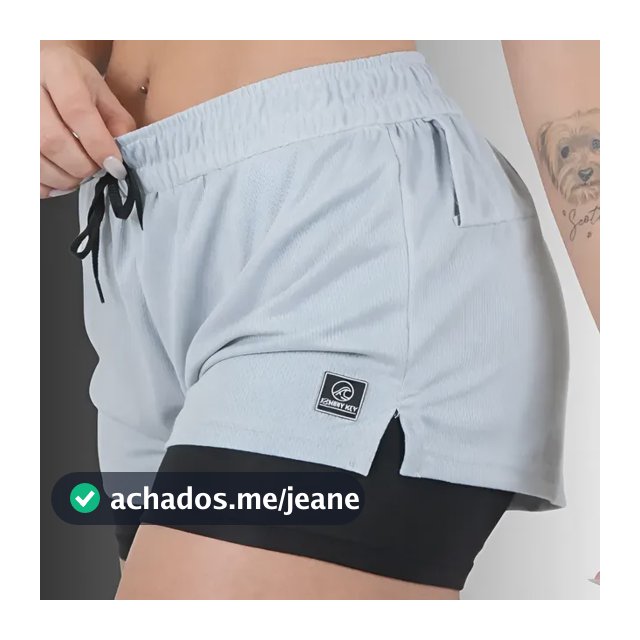 Shorts 2 Em 1 Feminino Academia Duplo Bolso Interno Corrida