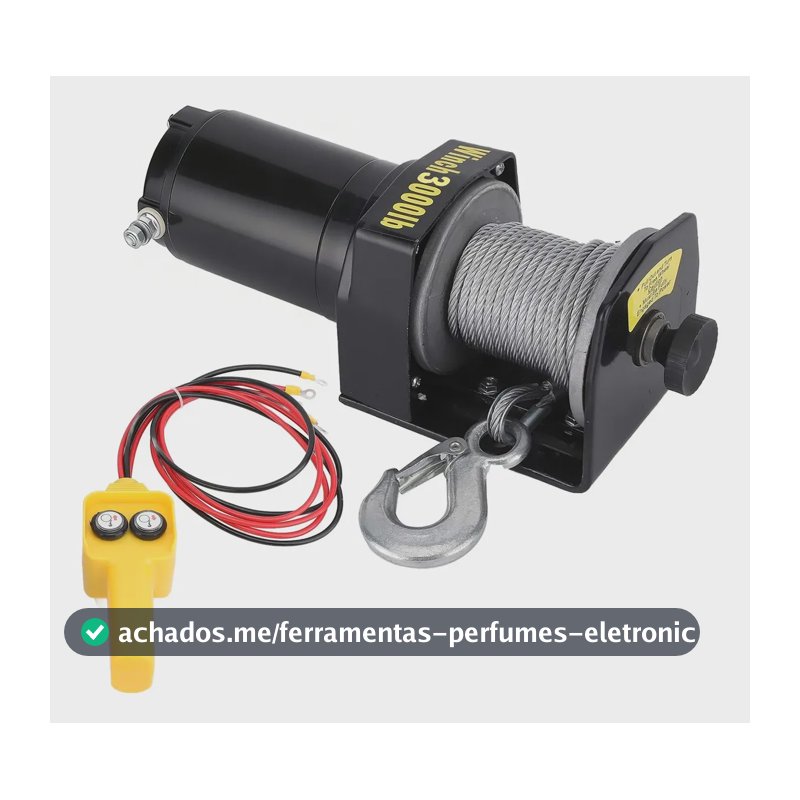 Guincho Elétrico 3000lb 1361kg Cabo De Aço Para Quadriciclo 12v