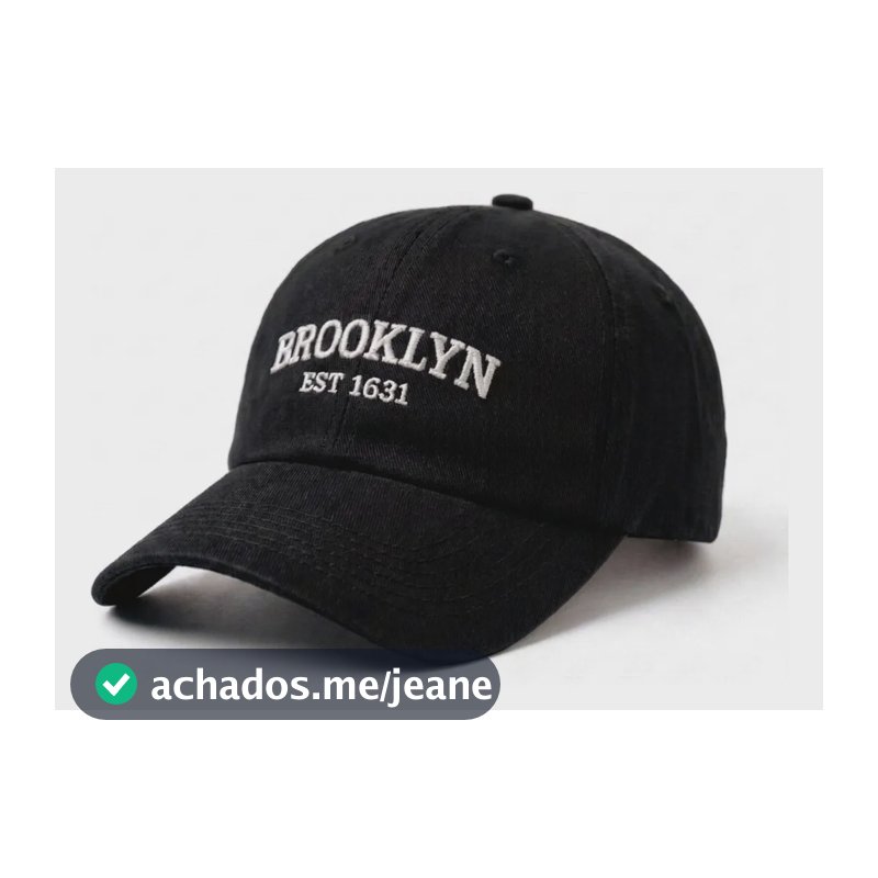Boné Strapback Retrô Brooklyn Bordado Aba Curva Fitão Casual Preto/branco Un