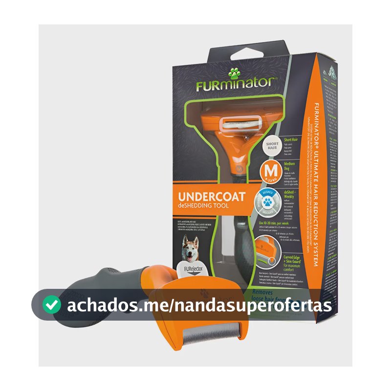 Rasqueadeira  Furminator Cães Médios Pelo Curto  + Brinde Laranja