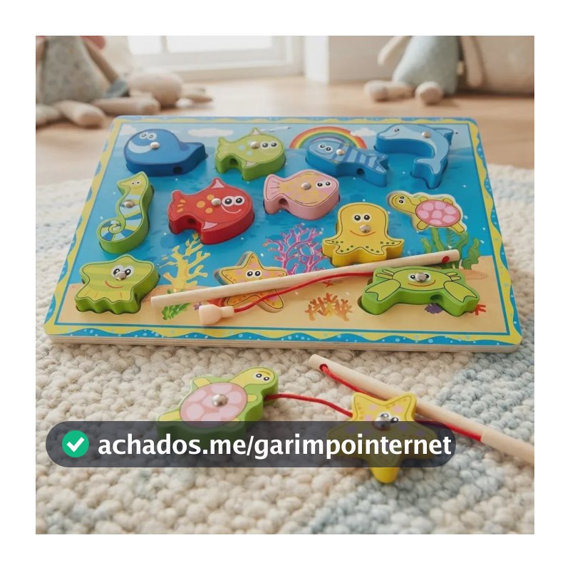 Brinquedo Educativo Madeira Pescaria Magnética Infantil 30x23cm Toy Mix