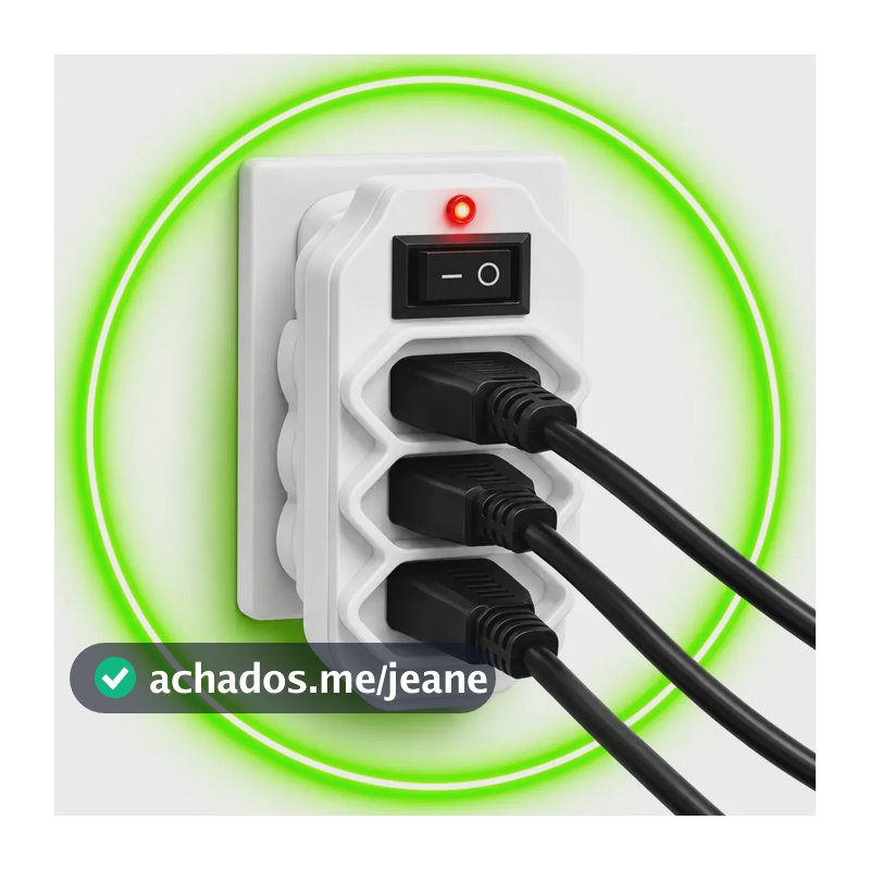 Benjamin 3 Tomadas Triplas Botão Liga Desliga Bivolt 10a 3p Bivolt