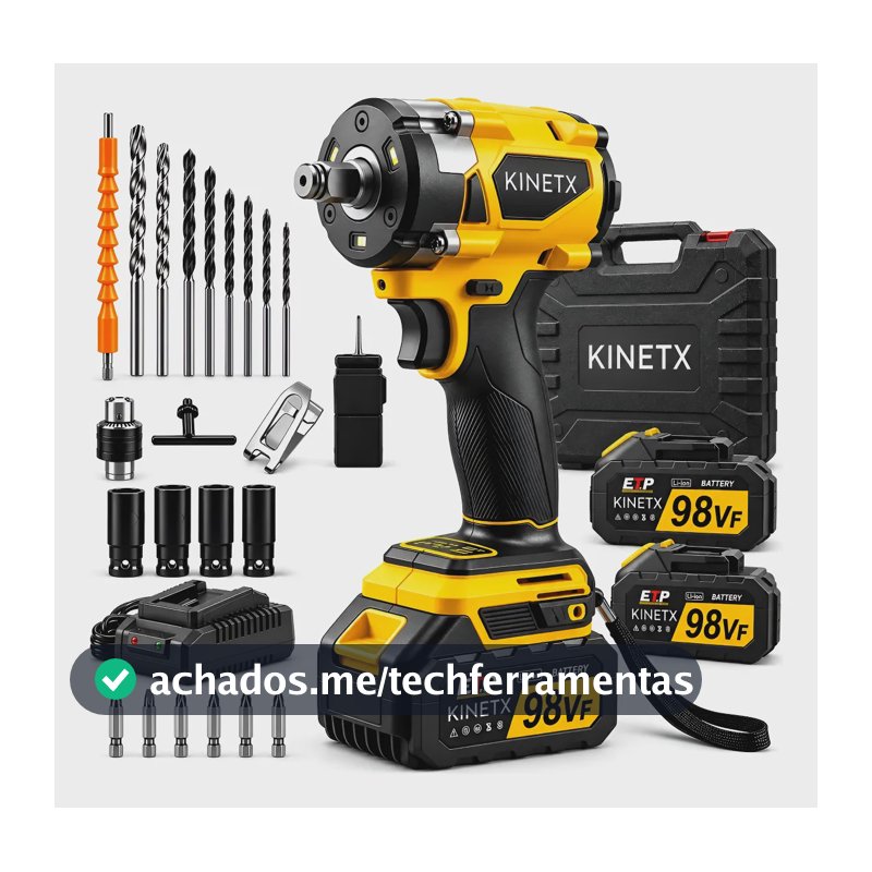 Chave De Impacto Parafusadeira 680nm Brushless 98v 2baterias Amarelo 127/220v