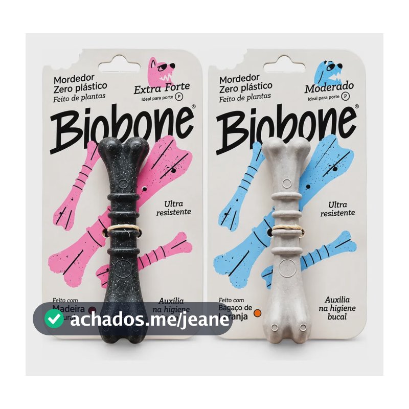 Mordedor Cães Pequenos Biocomposto Vegetal Zero Plástico 2 Unid Bio Bone