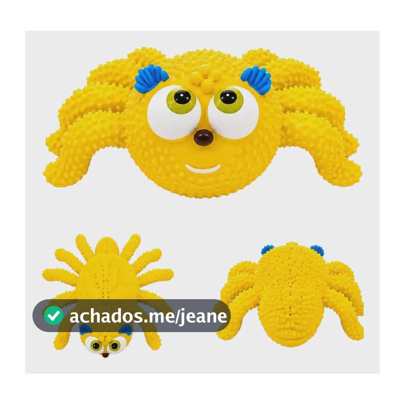 Brinquedo Mordedor Pet Aranha Monstro Látex Amarelo 12cm