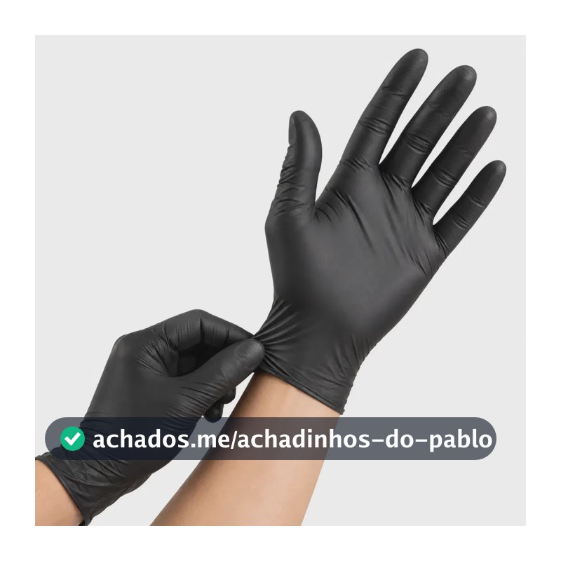 Luva Nitrílica Preta Descartável Tamanho G 100 Unidades antiderrapantes