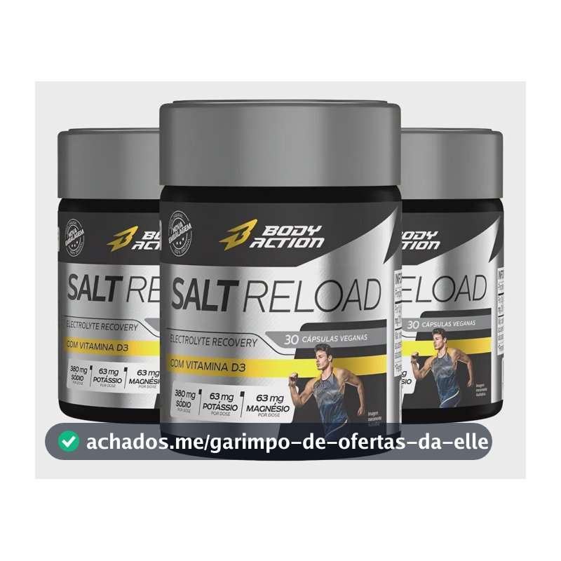 Kit 3x Salt Reload Cápsulas De Sal Total 90 Caps Bodyaction Sem Sabor