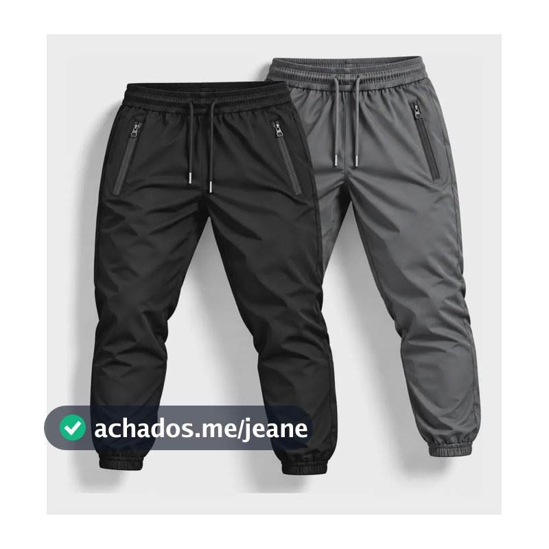 Kit 2 Calça Academia Poliamida Elastano Jogger Masculina Preto - Cinza M