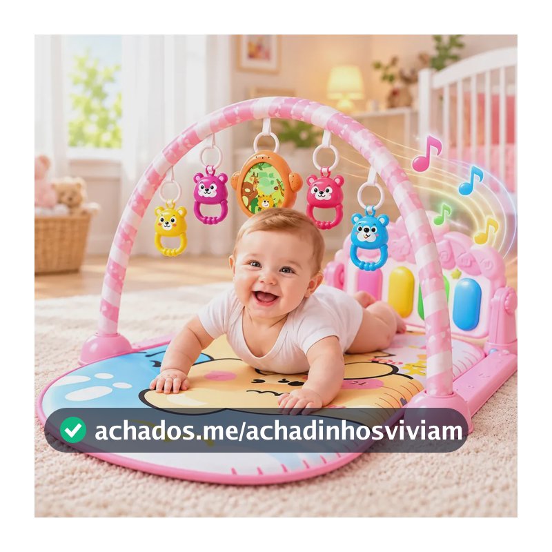 Tapete Atividades Bebê Tapete Infantil Musical Interativo Piano Menina Tummy Time Rosa