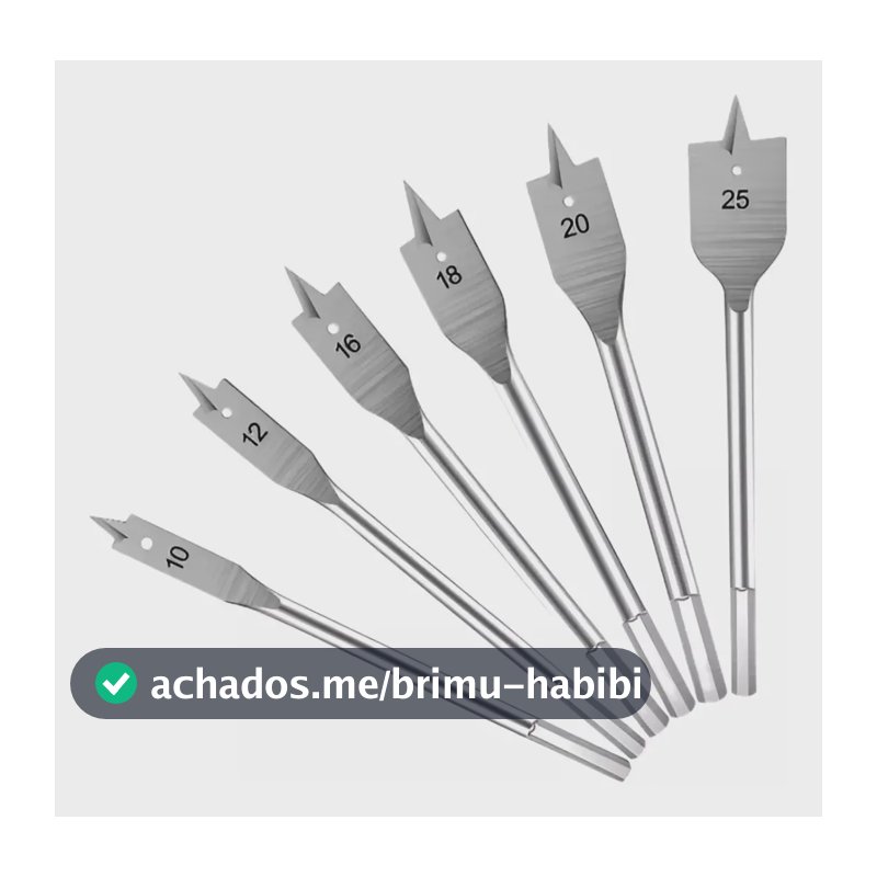 Jogo De Brocas Chata Para Madeira Kit 5un Fura Ajusta