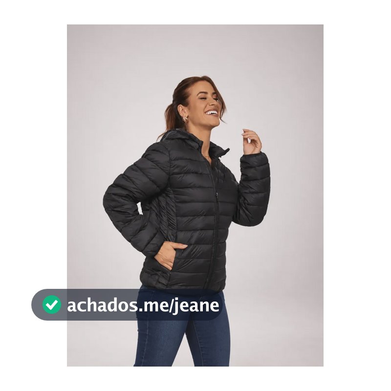 Jaqueta Bobojaco Feminina Puffer Impermeavel Capuz Removível Preto M