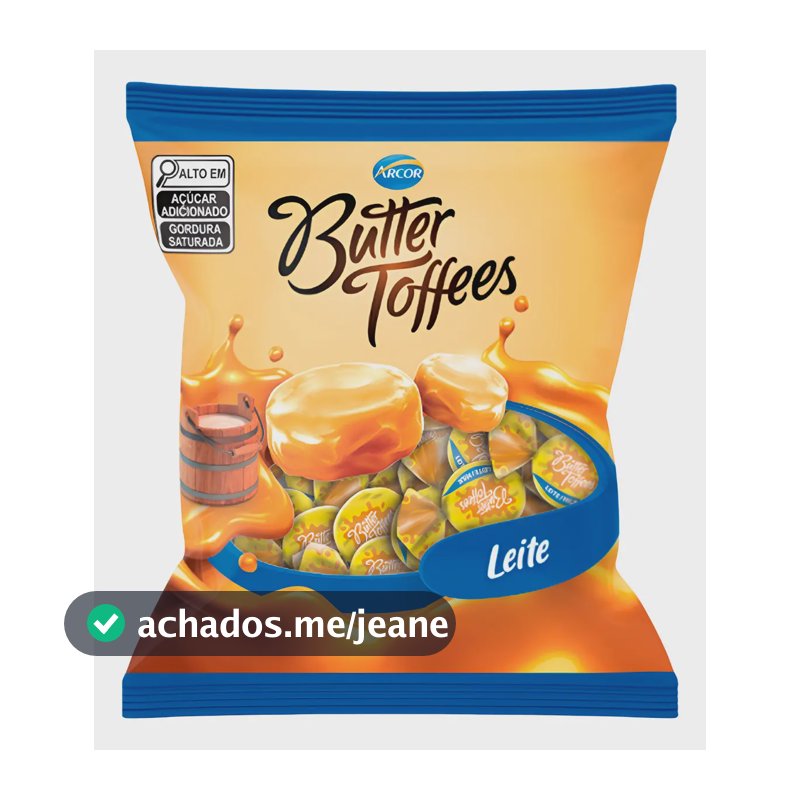 Bala Butter Toffees Recheada Leite Arcor 400g