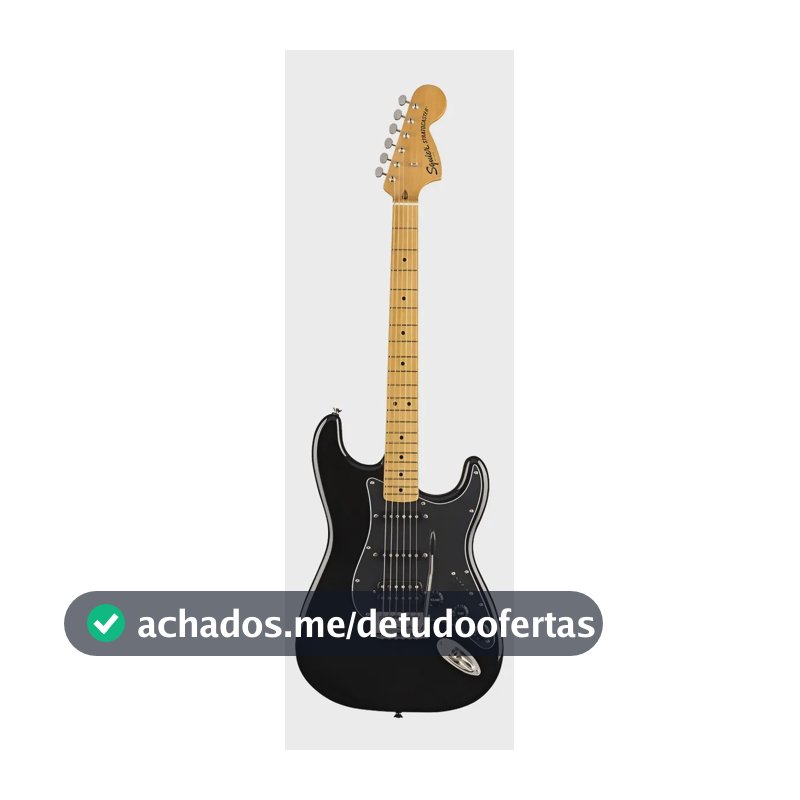 Guitarra elétrica Squier by Fender Classic Vibe '70s Stratocaster HSS de choupo black brilhante com diapasão de bordo