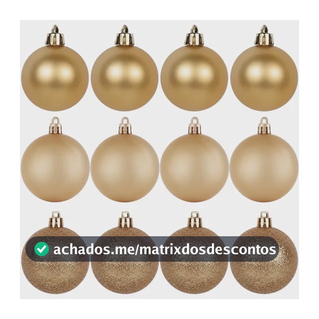 Kit 12 Bolas Bolinhas 5cm Para Árvore De Natal Lisa Glitter E Fosca Enfeite Natalino Luxo Cor Champanhe