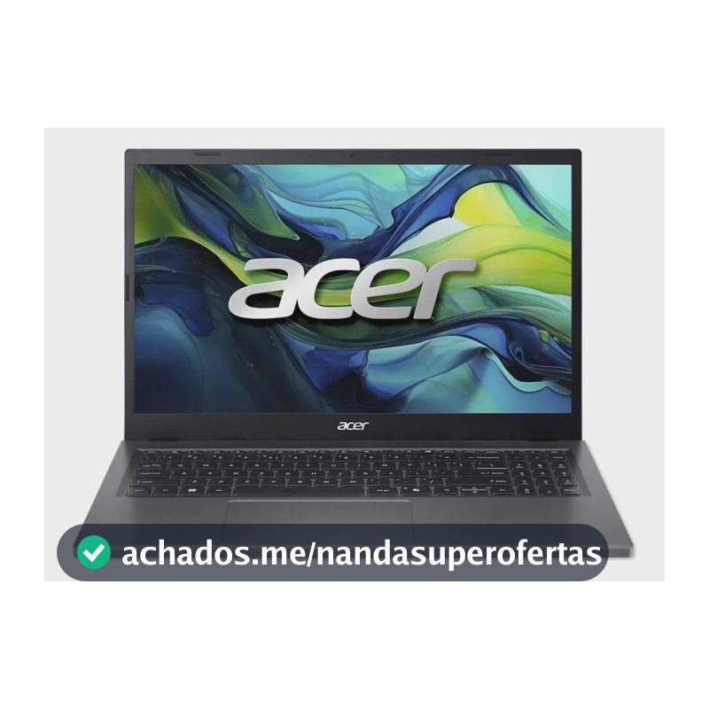 Notebook Acer Aspire Go 15 AG15-51P-34KT | Intel Core i3-1215U 12ª Geração • 8GB DDR5 • 256GB SSD NVMe • Tela 15,3” • Windows 11