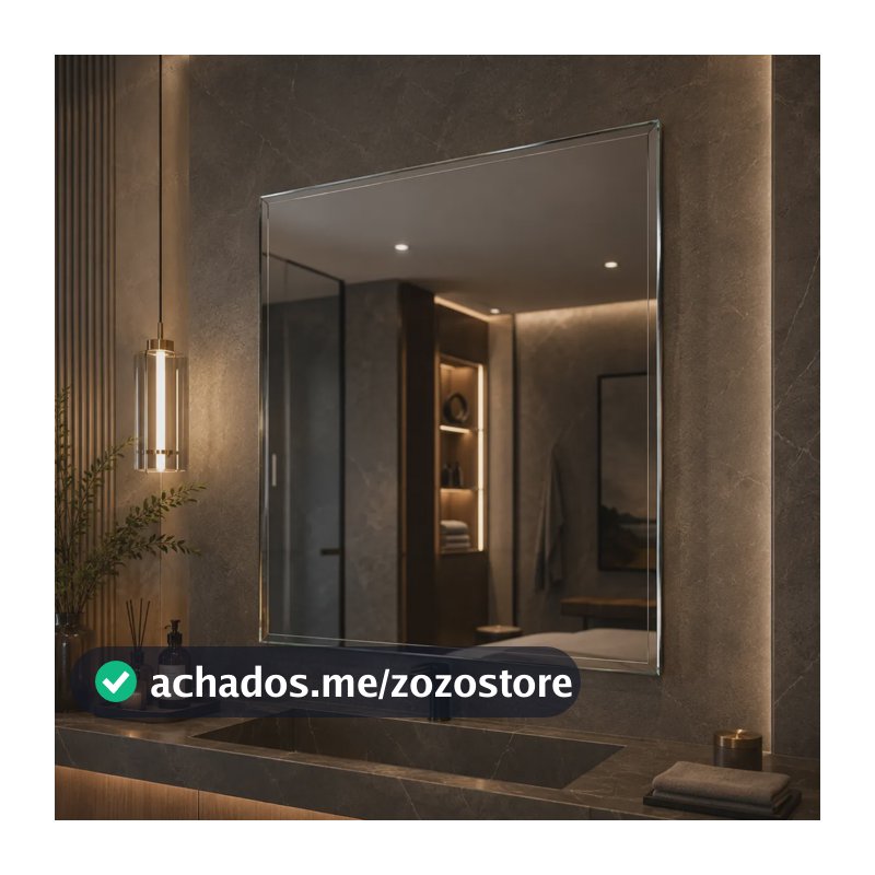 Espelho Mirano Paris 80x60cm Bisote Design Lapidado Moderno Suporte