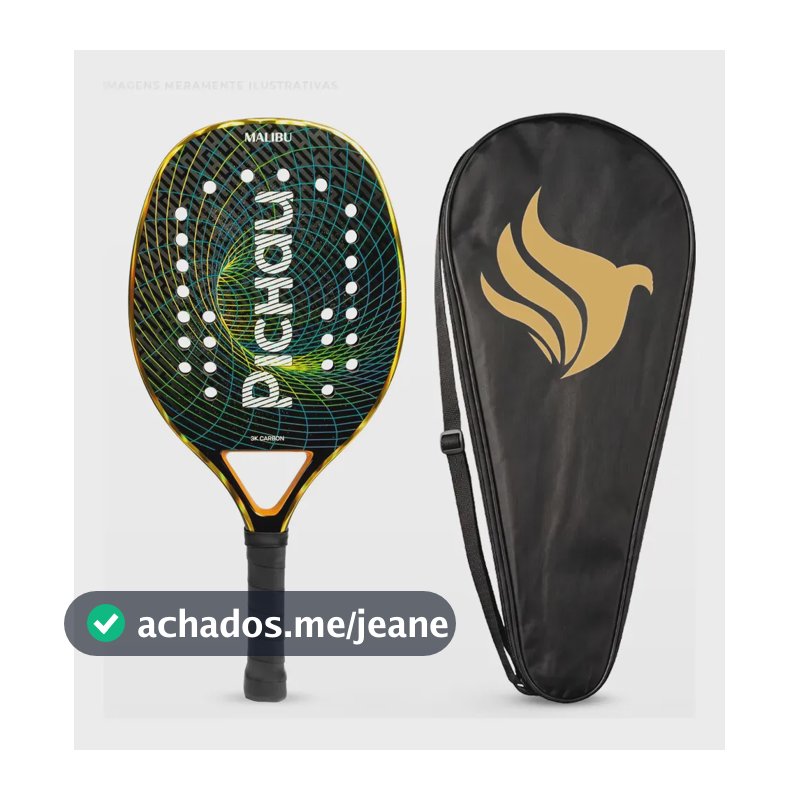 Raquete Beach Tennis Pichau Malibu, Carbono 3K, EVA 15, Leve 310 a 320g, Alto Conforto e Potência