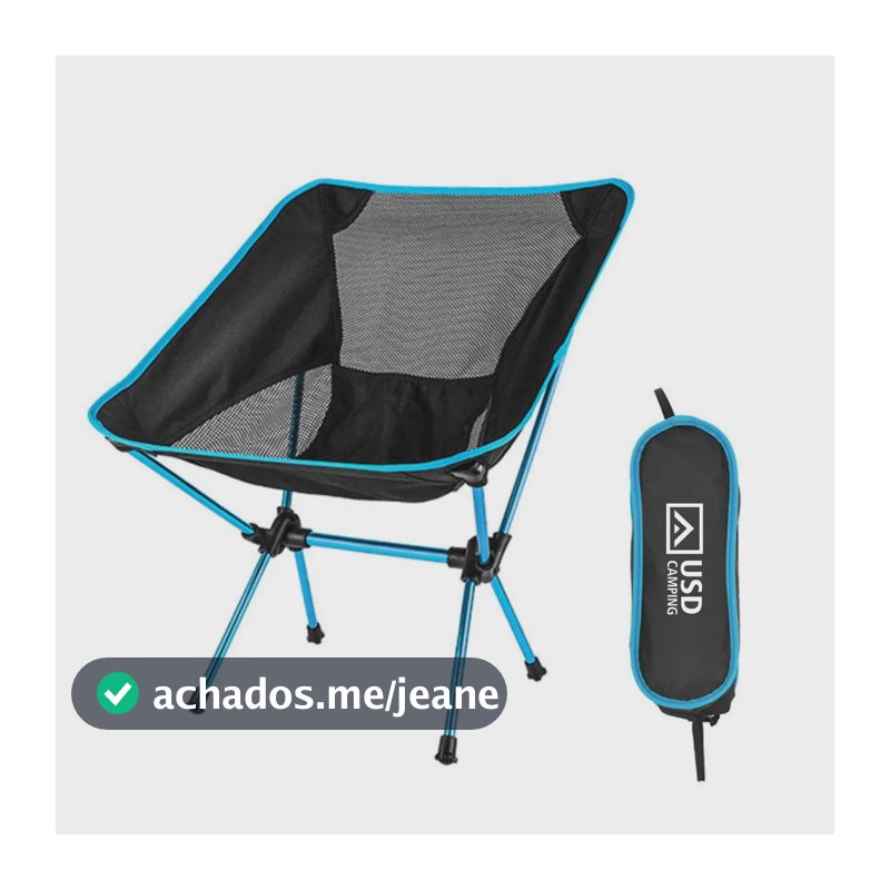 Cadeira Dobrável para Camping USD de Oxford 600D Leve, com Bolsa de Transporte Azul
