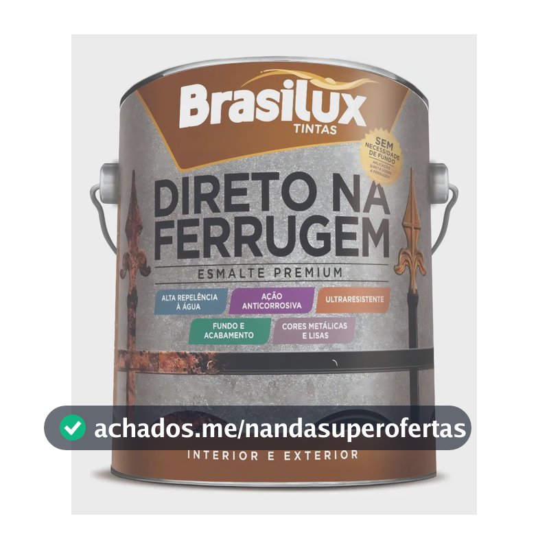 Brasilux Tinta Para Metal Anti Ferrugem 900ml Cinza Brilhante
