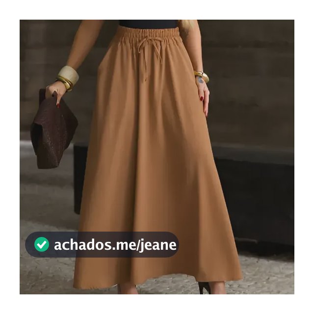 Saia Longa Feminina Com Bolsos E Elástico Na Cintura