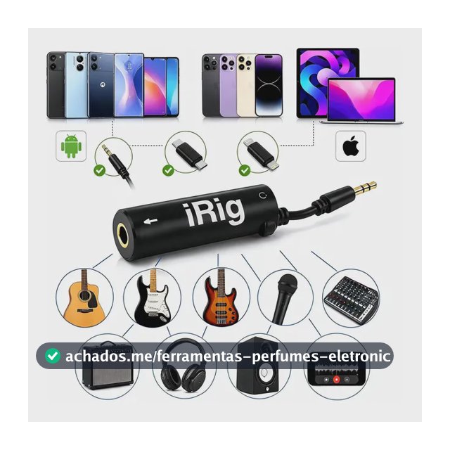 Irig - Interface De Áudio P/ Guitarra E Lives No Celular Cor Preto Bivolt