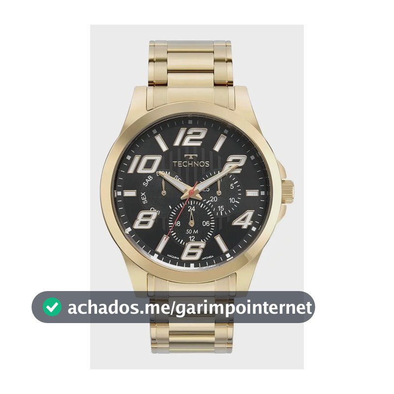 Relógio Technos Masculino Racer Dourado - 6p29ald/1p Fundo Preto