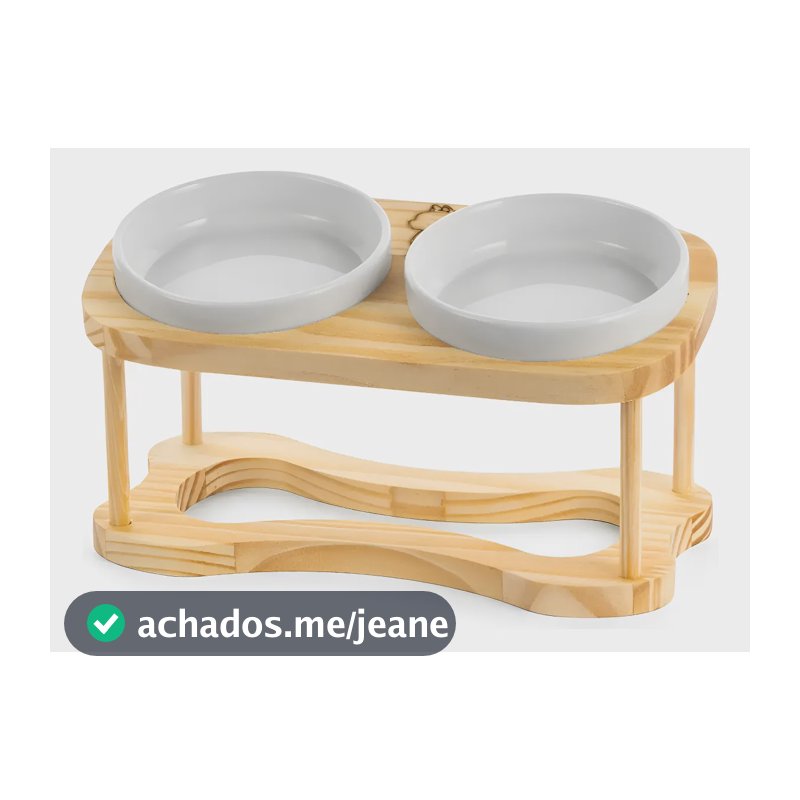Comedouro Elevado Gato Duplo Ração Pet Porcelana 230ml Branco