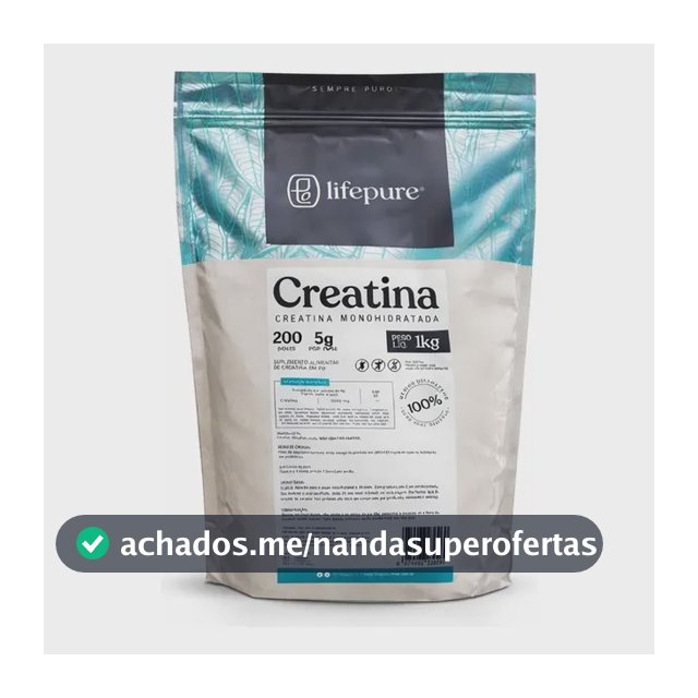 Creatina Monohidratada Em Pó Lifepure 1kg Sem Sabor Sem Sabor